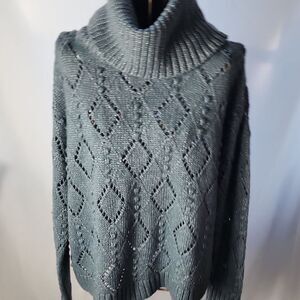 Shimmer Blue Gray Metallic Silver Thread Throughout Size S